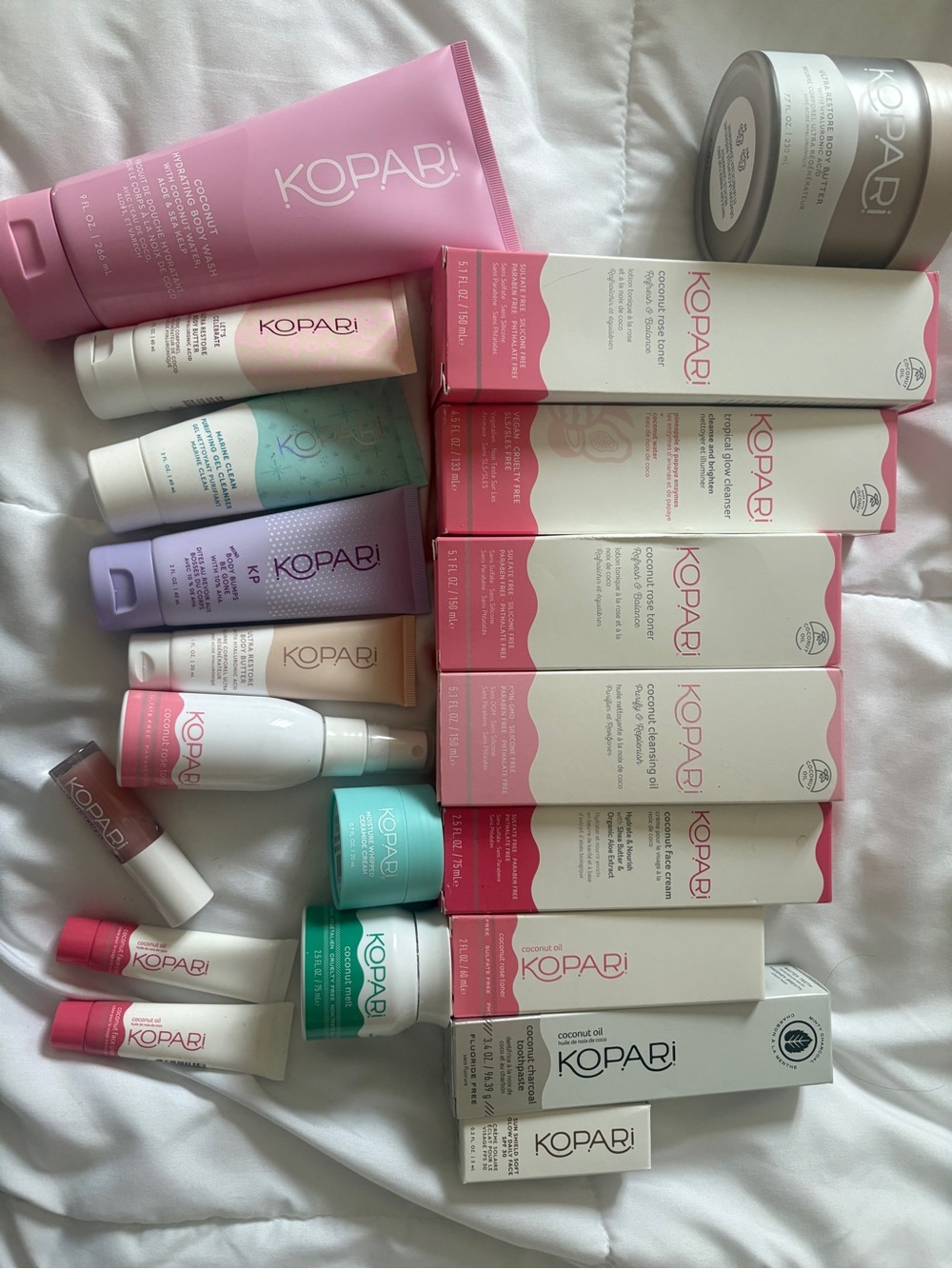 Kopari Pink & White Coconut Skincare Set - Assorted Face & Body Essentials